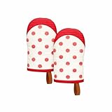 Folkulture Oven Mitts - Set of 2 (5.75'x9') | Polka Red Oven Mitts with Hanging Loop for Cooking Gifts, Kitchen Decor| 100% Cotton, Silicone Heat Resistant Mini Mitts for Kitchen Essentials