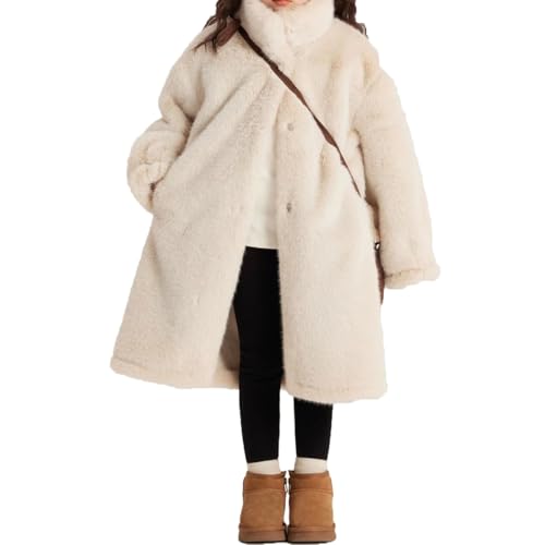 Girls Winter Dress Coat Windbreaker Clothes Fur Outwear Kids White Fleece Jacket2