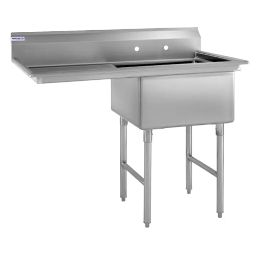 Kratos 49' 16-Gauge Stainless Steel One Compartment Sink w/Left Drainboard - 23'x23'x12' Bowl
