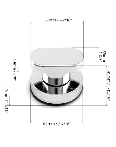 QWORK® 2 Stück Leistungsstarker Saugnapf Griff, Drehbarer Ziehgriff, Spurloser und Wiederverwendbar Saugnapf Türgriff für Schublade, Schranktür, Badezimmertür, Kühlschranktür, Toilettendeckel- Silber