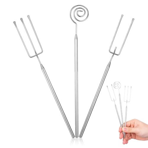 3 Pcs Chocolate Dipping Tools Set Stainless Steel Fondue Forks Candy Making Supplies with Spiral, 2-Prong & 3-Prong Forks, Precision Dipping Kit for Truffles, Fruits, Nuts & Cake Pretzels Dishwasher