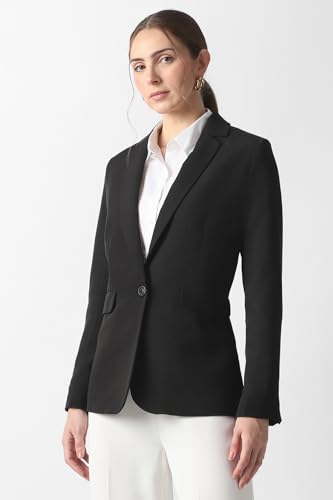 Buy Women Black Solid Blazer at Amazon.in - Image 3