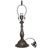 TCODTPOL Table Lamp Base Replacement Only, Wide 6 Height 18 Inch, Fit for 8, 10, 12 Inch Tiffany Style Stained Glass Lampshade, Dark Bronze Finish,Resin, Push Switch On Cord