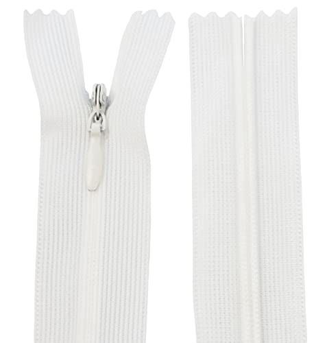 AERZETIX - C61719 - Juego de 10 Cremalleras Invisibles 50cm no separables - Cierre de Cremallera - Color Leche Blanco - marroquinería Pantalones Vaqueros Vestido Falda Costura Ropa