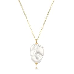 Gold Baroque Pearl Pendant Necklace