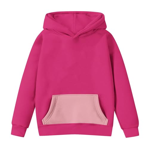 DDAPJ pyju Cute Hoodies for Girls Vintage Colorblock Hooded Sweatshirts Kids Long Sleeve Fleece Pullover Tops with Pocket3