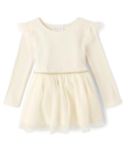 The Children's Place,Baby-Girls,and Toddler Long Sleeve Dressy Dresses,White Daisy,5 Years