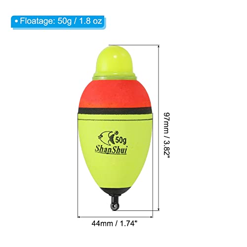 PATIKIL 0.18oz Lighted Fishing Slip Bobbers, 2 Pack EVA Light Up Fishing Float for Night Fishing Yellow - Image 2