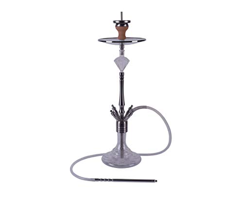 DIAMOND HOOKAH Premium Saphir Shisha Set, Wasserpfeife Shisha Edelstahl Komplettset mit 4 Anschlüsse/Schläuche. 18/8 Schliff, Klickanschluss und Diamanten Molassefänger (Saphir 7.0)