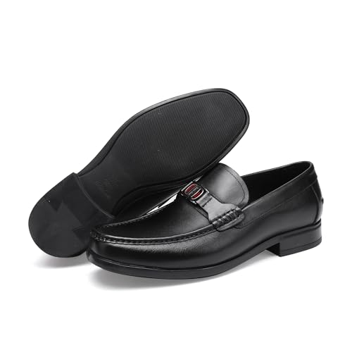 Formal Men’s Dress Loafers Classic Leather Buckle Slip-On Penny Shoes Business Wedding Dress Shoes Driving Moccasins for Men, Black, 11 - image 4