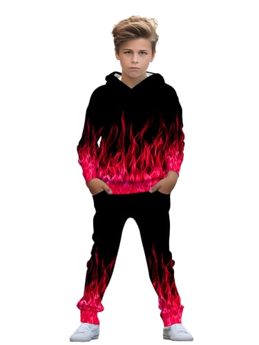 Image of boys' clothing sets, 2-Piece Hoodie & Pants Outfits for Boys Size 4-14 | Lightweight Non-Fleece Fall & Spring Clothing Sets