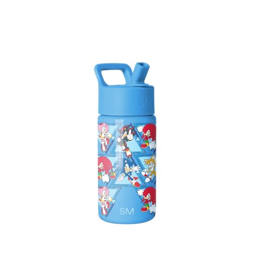 Image of Simple Modern Kids Summit Water Bottle with Straw Lid | SEGA Sonic the Hedgehog 14oz Stainless Steel Cup Insulated Tumbler for Toddlers, Boys, Girls, School | Sonic Pals