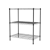 Rigogo 3 Tier Wire Shelving Unit, Metal Shelf Rack with Strong Steel for Kitchen Garage Pantry Garage, 300kg Capacity, 60x35x76cm, Black - Image 1