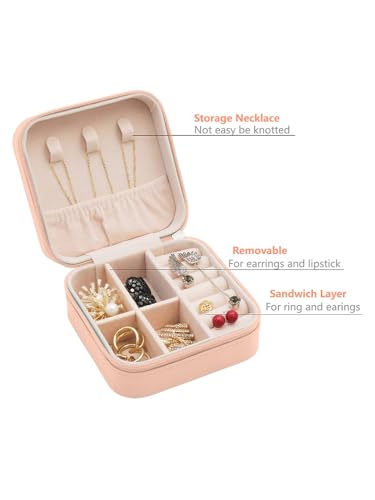 Image of Cortina Small Pu Leather Jewellery Organiser Box | Portable Travel Jewelry Storage Case For Women & Girl - Ring, Pendant, Earring, Necklace, Bracelet - Beige