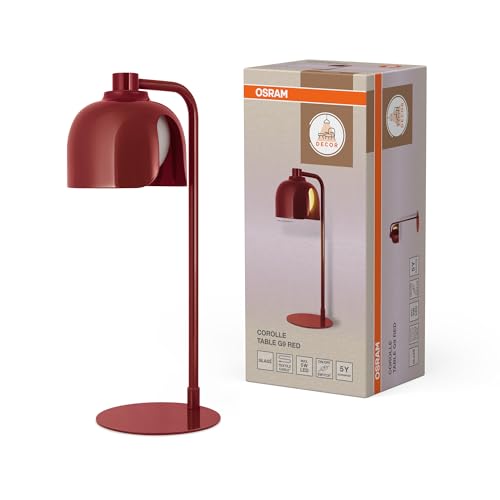 Osram Lampe de table DECOR Corolle, Métal Rouge Verre, Version G9, Câble
