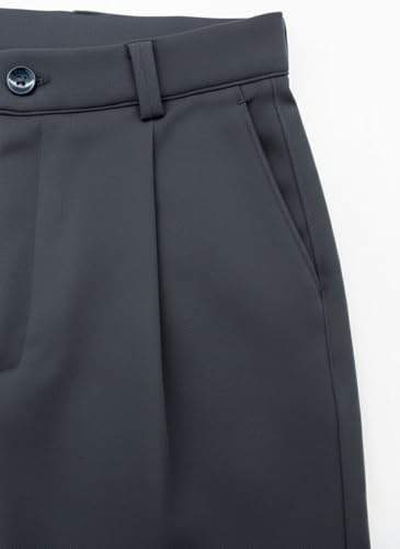 Image of INDICLUB Men's Pleated Dress Trousers, High Waist, Straight Leg, Business Casual Pants