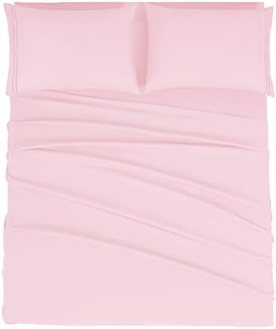 Mejoroom Full Size Sheet Set - Soft Microfiber Bed Sheets,Deep Pocket Fitted Sheet, Hypoallergenic,Wrinkle& Breathable, Fade Resistant - 4 Piece (Full, Blush Pink)