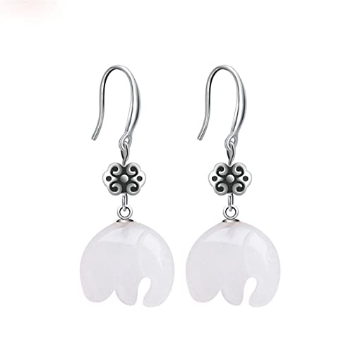 Pendientes de plata 925 hipoalergénicos con jade blanco que no pesan