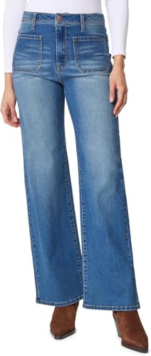 Angels Forever Young Women's Forever Wide High-Rise Patch Pockets Jeans