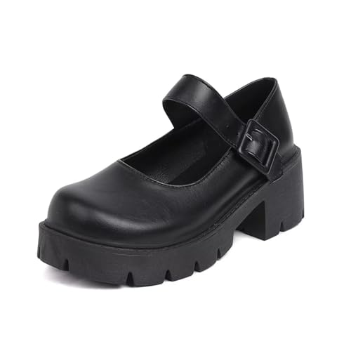 Agodor Women's Platform Strappy Mary Janes Goth High Heel Dress Shoes Round Toe Gothic Chunky Pumps