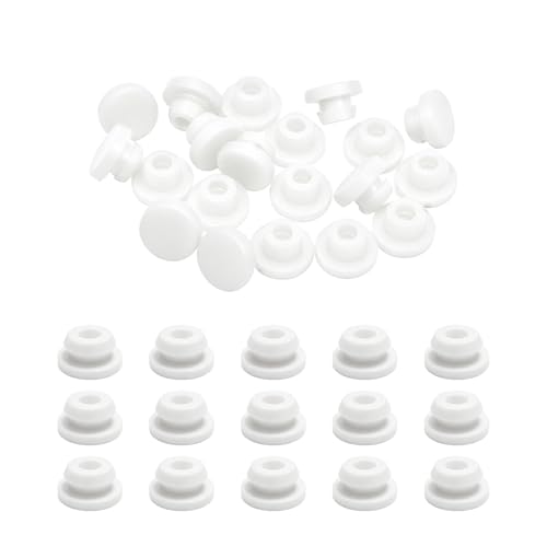 Image of 20PCS 1 /5inch Rubber Plugs for Round Holes Silicone Plugs, 5mm White Hole Plugs Snap Locking, Used for Furniture DD044-5W