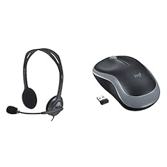 Logitech H111 Cuffie Cablate per Computer, Stereo con Microfono, Cancellazione Rumore & M185 Mouse Wireless, 2,4 GHz con Mini Ricevitore USB, Durata Batteria di 12 Mesi