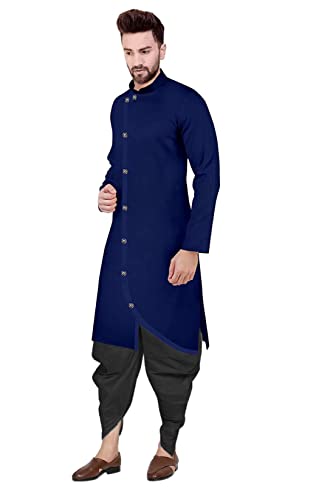 Image of Trustous Mens Cross Kurta Dhoti Set In Cotton