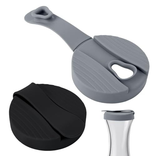 2pcs Replacement Lids for Good Seasons, Silicone Salad Cruet Top Replacement BPA-Free Salad Dressing Lid Leakproof & Airtight Cap Accessory for Cruet Bottle Container (Black, Grey)