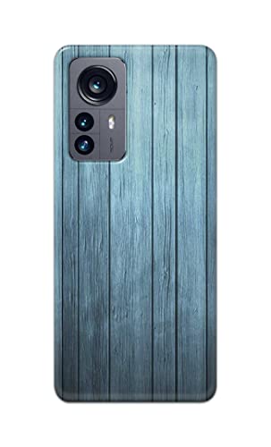 Image of Printed Hard Back Cover Case for Xiaomi 12 Pro Back Cover (Wooden Blue) -702