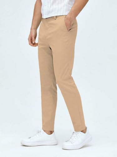 Image of AVANOVA Men's Classic Dress Pants with Side Pockets | Solid Tapered Suit Trousers, Business Formal Office Wear Regular Fit Pants, Stretchable Blend Slim Carrot Fit (Trouser 255)