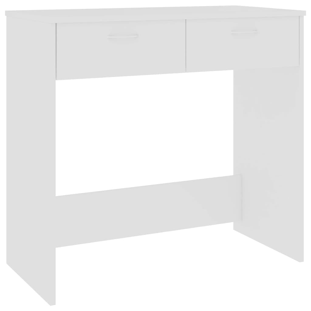 Escritorio blanco 80 x 40 x 75 cm, moderno escritorio para ordenador de madera con 2 cajones, mesa de trabajo compacta para oficina en casa, habitación juvenil y espacios pequeños