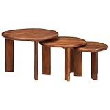 Couleur: Marron miel INLIFE Tables Basses gigognes 3 pcs Marron Miel Bois de Mangue Massif