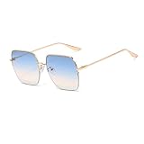 Nbrand Mujer Vintage Gradient Half Frame Espejo Gafas de Sol cuadradas Gafas Azul