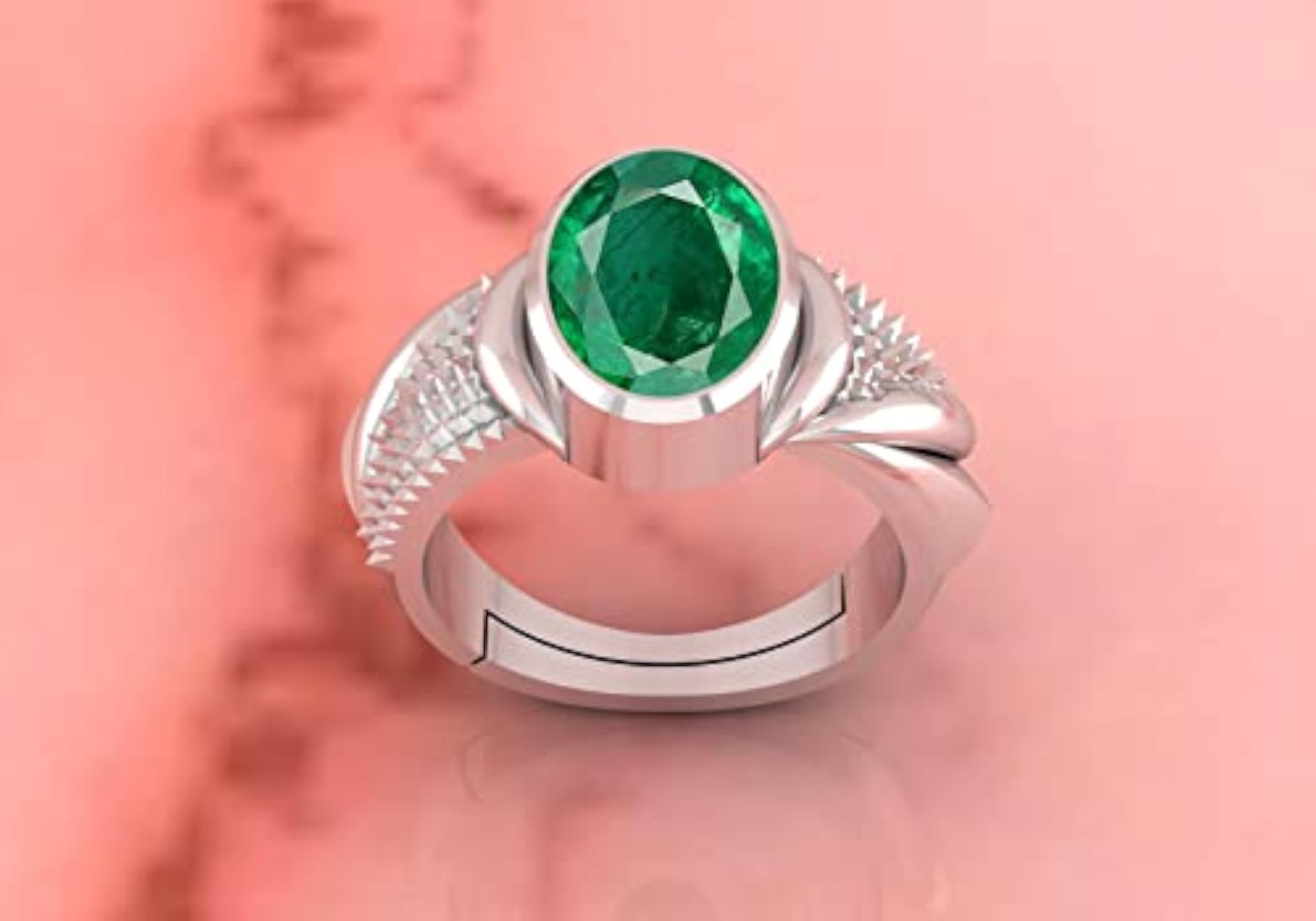 Certified Emerald Green Adjustable Ring, Sterling Silver