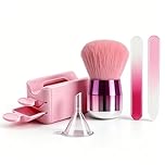 5Pcs Dip Powder Nail Kit-Nail Powder Recycling Tray System with Nail Dust Brush Glass Nail File Funnel Nail Art Tools (Pink)