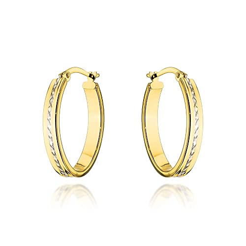 Damen Ohrringe 585 14k Gold Gelbgold Weißgold Creolen