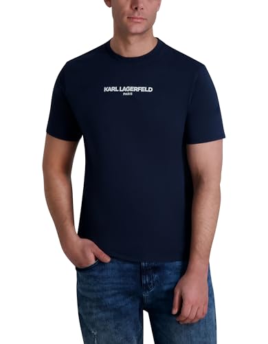 KARL LAGERFELD Men's Solid Short Sleeve Crewneck Karl Logo T-Shirt