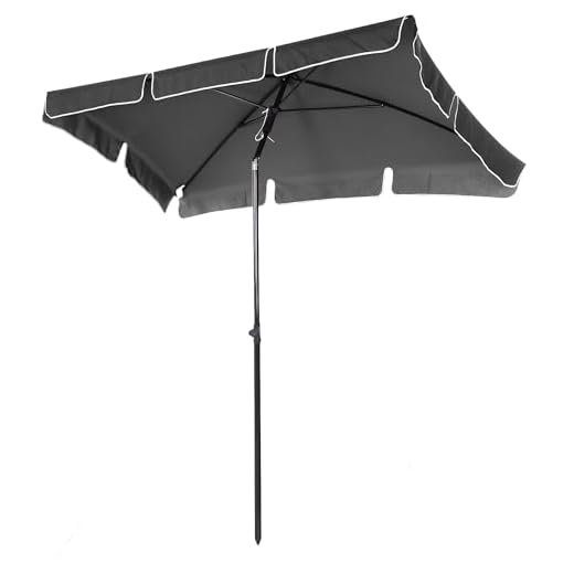 Outsunny Parasol de jardin Parasol droit rectangulaire inclinable alu métal polyester haute densité 2 x 1,3 m gris