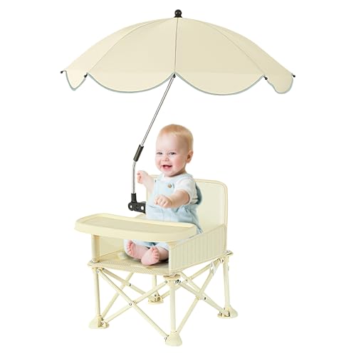 Asiento Elevador, Accesorio para Trona de Viaje, Equipo de Alimentación Infantil, Diseño Compacto y, Sombrilla Extraíble con Protección Solar, Asientos de Restaurante de Calidad, Gris