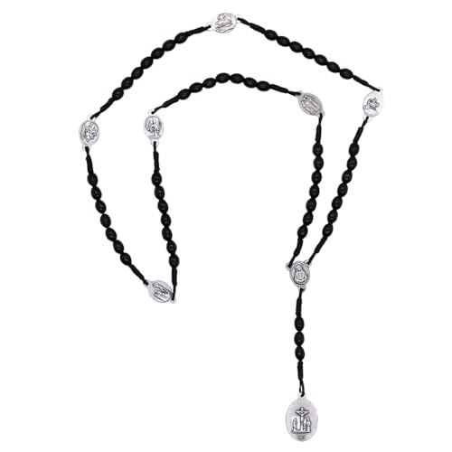 VILLAGE GIFT IMPORTERS Seven Sorrows Rosary Chaplet | Black Wooden Beads on Strong Cord | Catholic Mary and Jesus Devotional Prayer | Great for Lent, Adoration and Meditation
