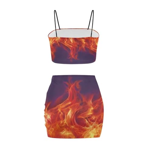Image of Biyejit Women's 2 Piece Summer Outfits Spaghetti Strap Crop Tops and Bodycon Mini Skirt Dress Set Plus Size S-4XL