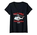 Damen Nur Ein Junge Der Hubschrauber Liebt Fahrzeugliebhaber Kind T-Shirt mit V-Ausschnitt