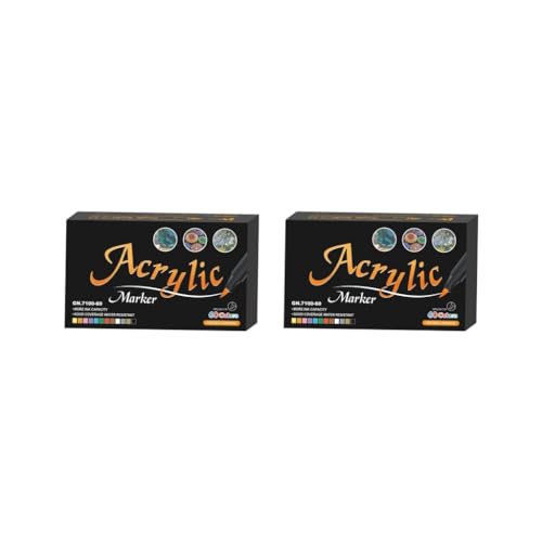 Marqueur de peinture acrylique pointe pinceau pour travaux manuels - Lot de 2