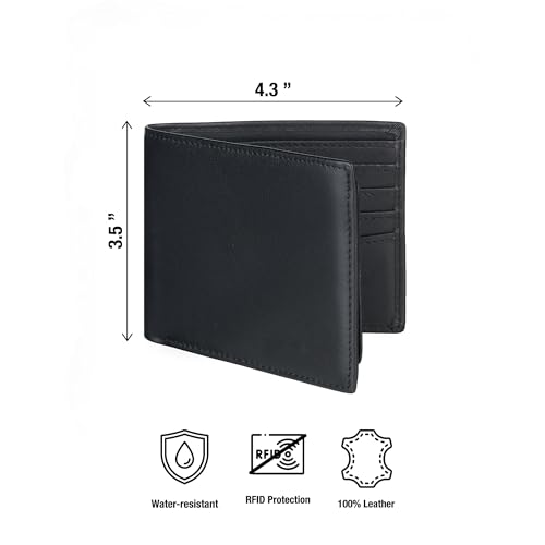 Awesometik Classic Genuine Leather Wallet for Men and Women | Credit Card Holder, ID Holder, Classic Style Leather Wallet | Strong Stitching, Multiple Compartment (Black)3