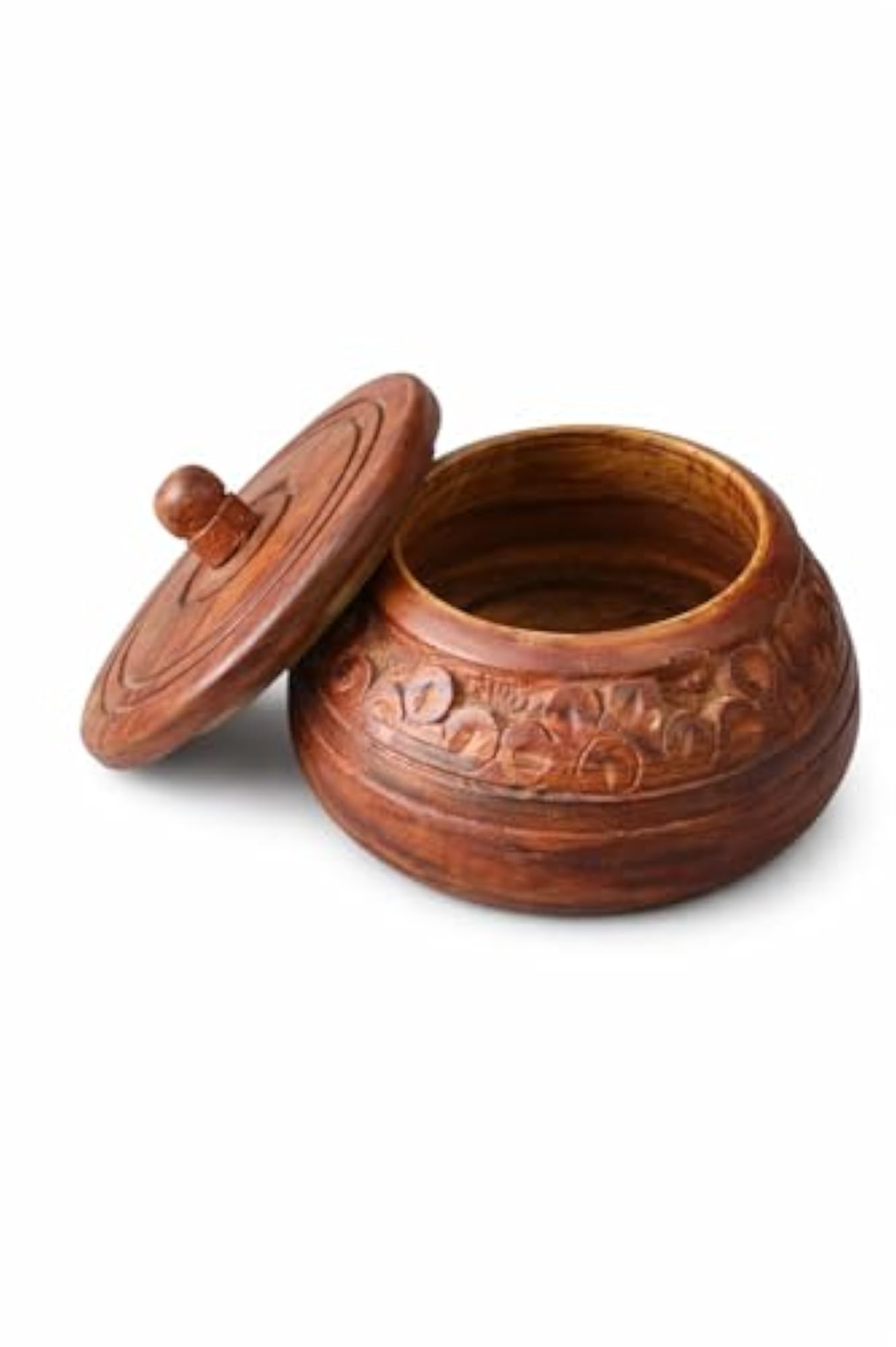 Handcrafted Wooden Salt Box with Lid, Traditional Design