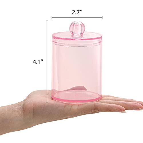 Tbestmax 3 Pack Cotton Swab Ball Pad Holder, 10 Oz Qtip Apothecary Jar Pink Makeup Organizer, Bathroom Containers Dispenser by Tbestmax - Image 2