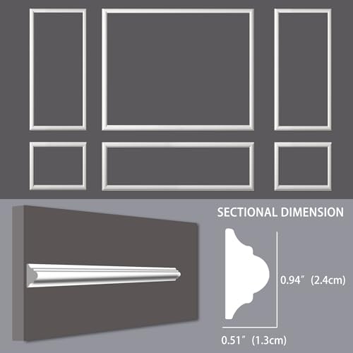 Kit de moldura de pared Lunghaa de 6 marcos de madera precortada para decoración 5