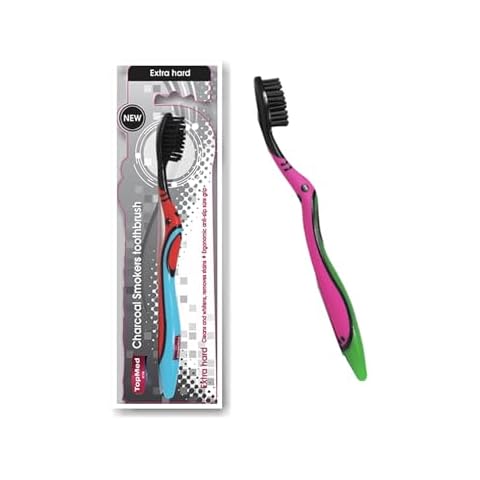 TOPMED ETS Smokers Charcoal Toothbrush Extra Hard (Color May Vary) 1 Count Cover