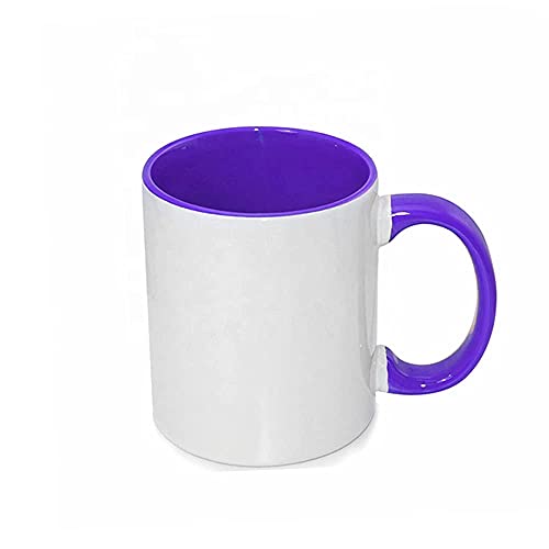 Mr.r 11Oz Sublimation Blank Coffee Mugs,Cup Blank White Mug Cup With Purple Color Mug Inner And Handle,Set Of 6 #TOP1