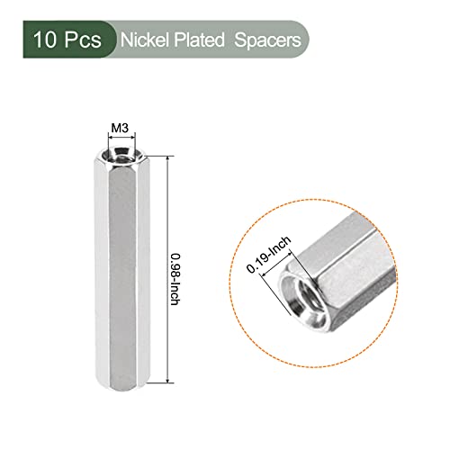 YOKIVE 10Stk M3 Distanzstücke Messing Sechskant PCB Abstandshalter Muttern Halten Höhe Konsistent Perfekt für Hauptplatine Schaltung Brett Elektronik (Silberton 25mm)